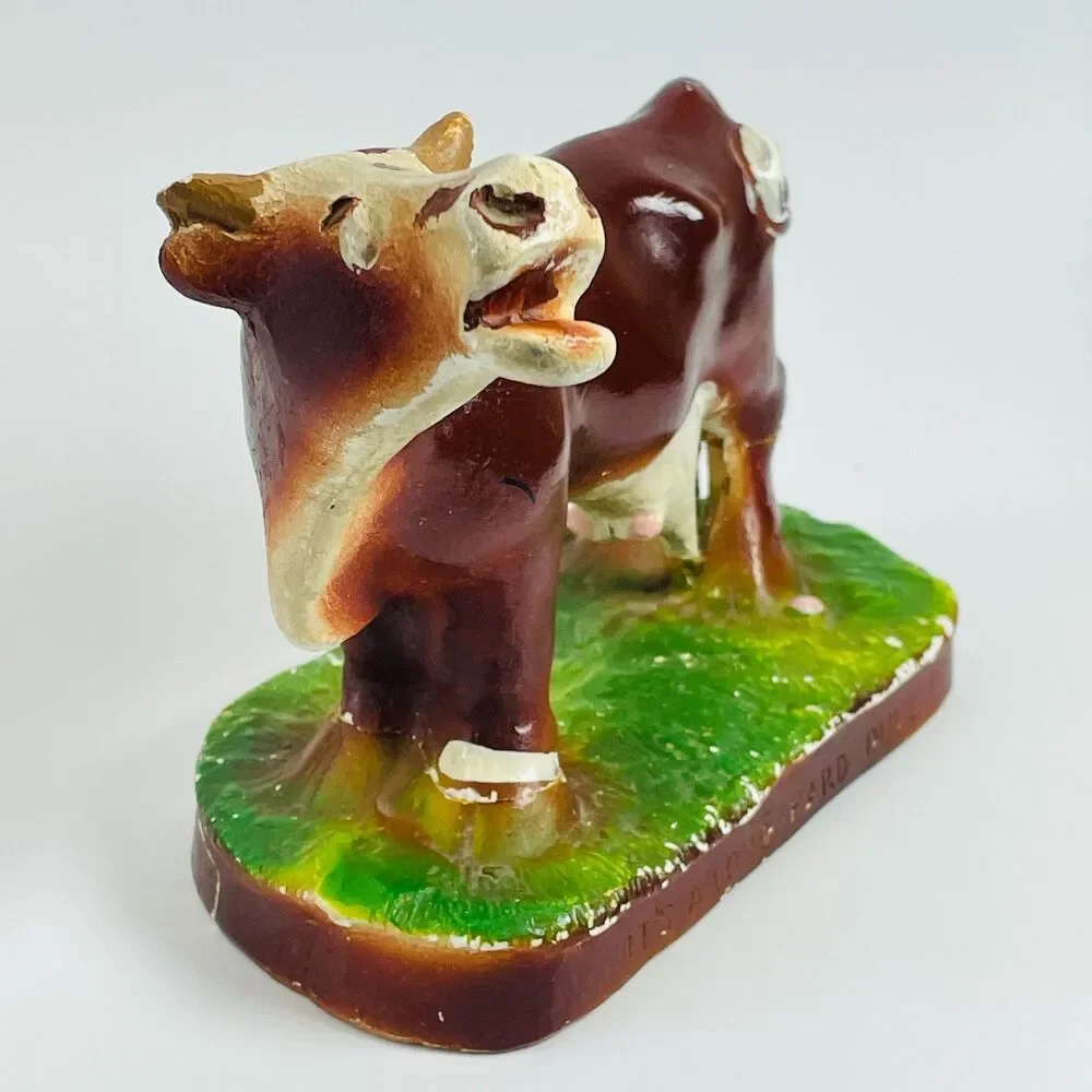 VTG Chalkware Cow Standing on Udder It's A Long Hard Pull Humor Anguished Annie